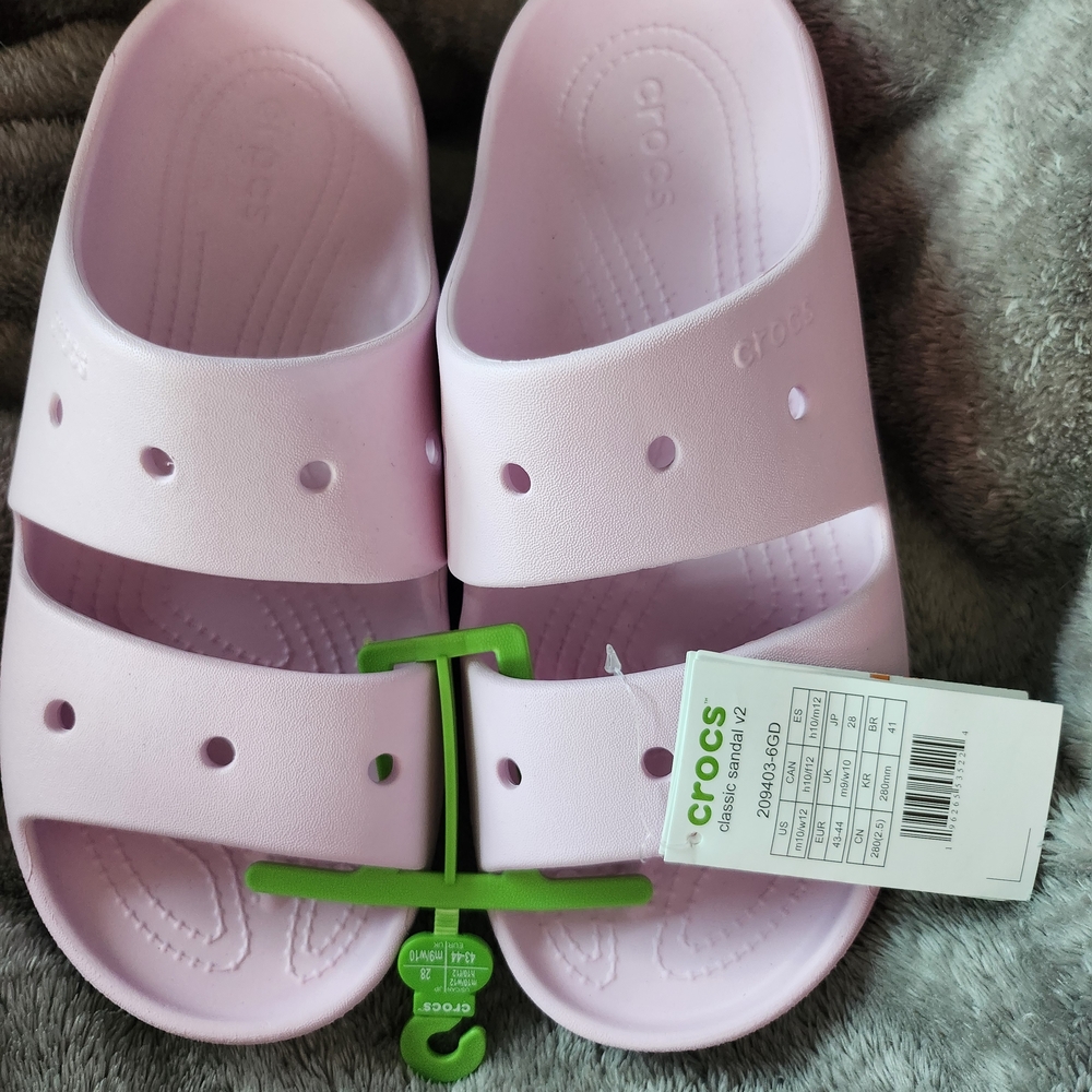 CROCS Woman 12 Men 10 Light Pink Slide Sandals - Picture 2 of 4